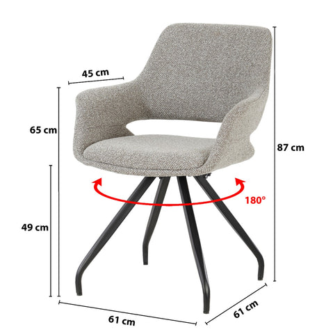 Eetkamerstoel Capp Taupe Draaibaar (Set van 2) Livingfurn