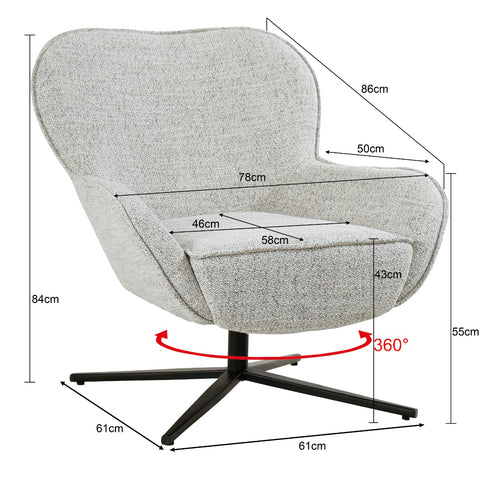 Fauteuil Sven Bisque Oasis Beige Draaibaar Livingfurn