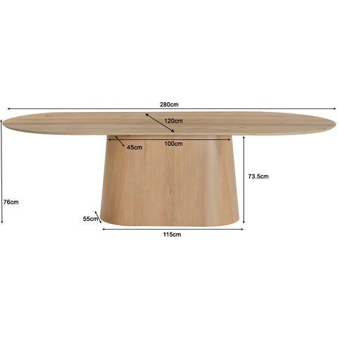 Eettafel Novero Naturel Eiken Ovaal 280 cm Livingfurn