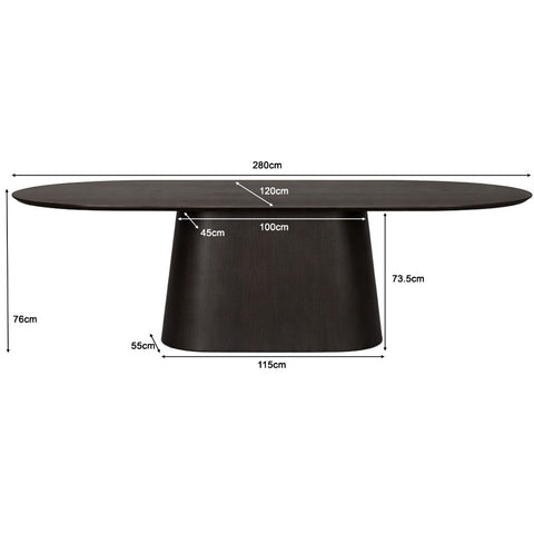 Eettafel Novero Espresso Ovaal 280 cm Livingfurn