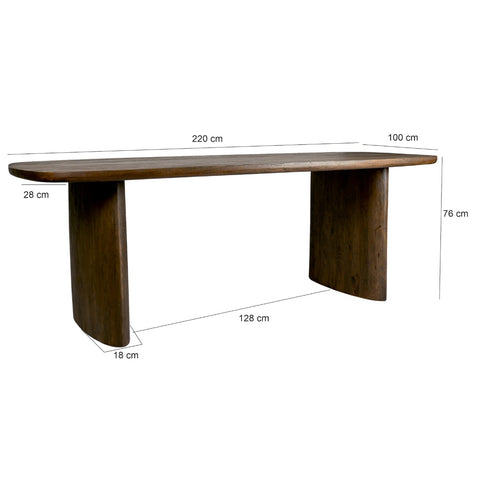 Eettafel Tyler Ovaal Mangohout 220 cm Livingfurn