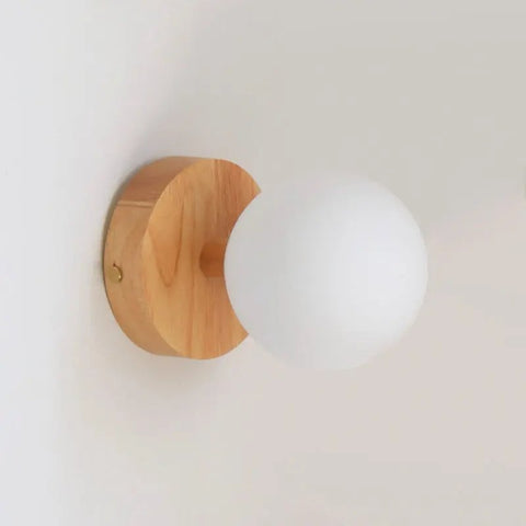 Richella lichtbruin houten en glazen wandlicht - oplaadbaar en draadloos