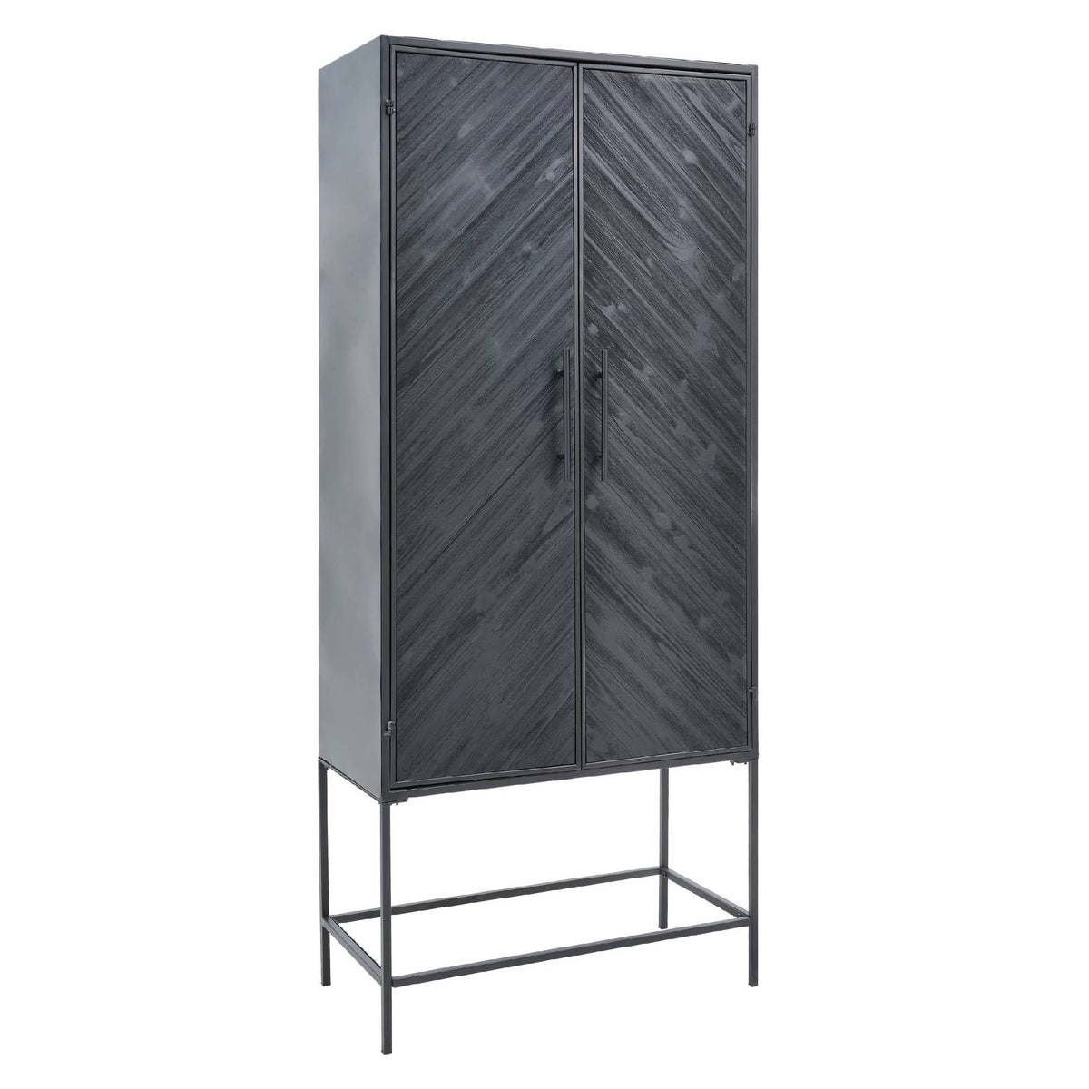 Rens Zwarte Houten Kast Metalen Frame 2 Deuren KD