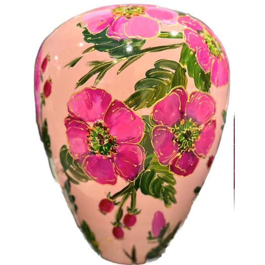 Handbeschilderde Vaas Kander rosehip double pink