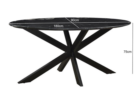 Marmor Oval Spinne Schwarz 180cm