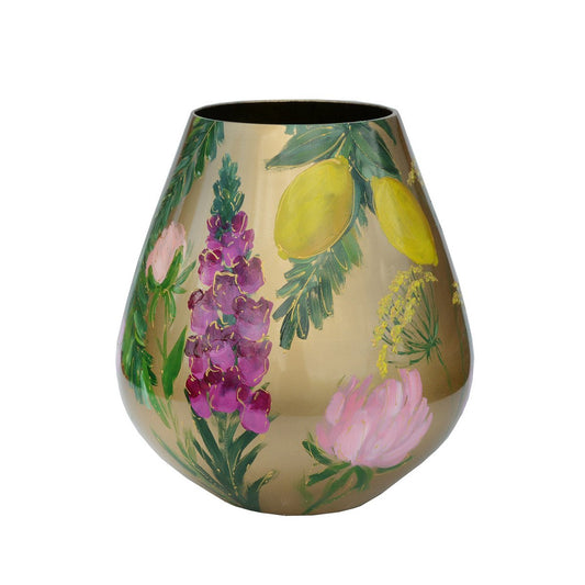 Handbeschilderde Vaas Tasman M gold summer Ø26 x H28 cm