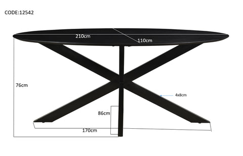 Oslo Preto Oval 210 cm