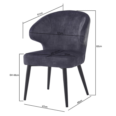 Donna Anthracite Velvet (set of 2)