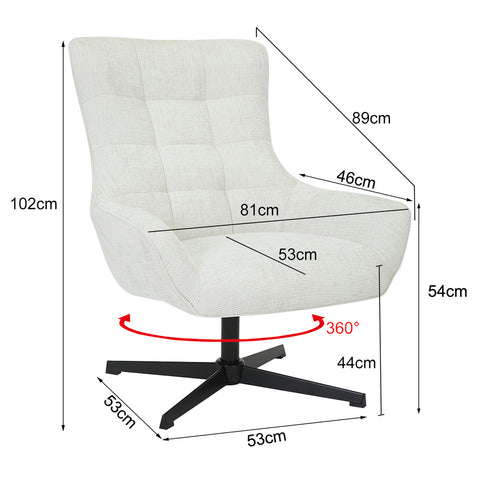 Fauteuil Naomi Pearl Draaibaar Wit Livingfurn