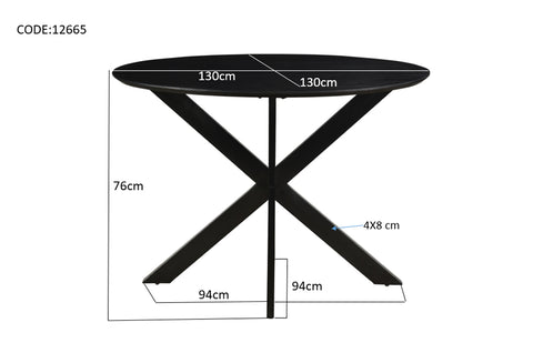 Oslo Preto Redondo 130 cm