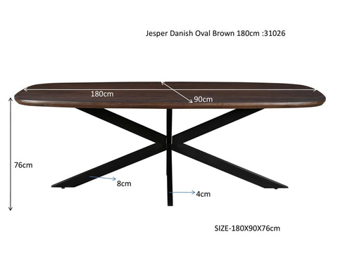 Jesper Dansk Oval Brun 180 cm