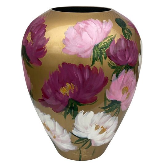 Handbeschilderde Vaas Kander gold flower