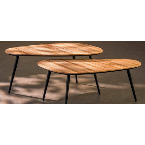 Jailey Bijzettafel - Set van 2 - L84 x B39 x H39 cm - Gerecycled Hout - Bruin