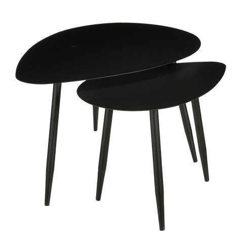 Bijzettafel - Set van 2 - L80 x B60 x H47 cm - Metaal - Zwart