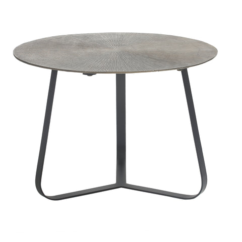 Kae Gold Aluminium Bijzettafel Rond M met Zwart IJzeren Frame