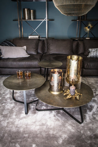 Kae Gold Aluminium Bijzettafel Rond M met Zwart IJzeren Frame