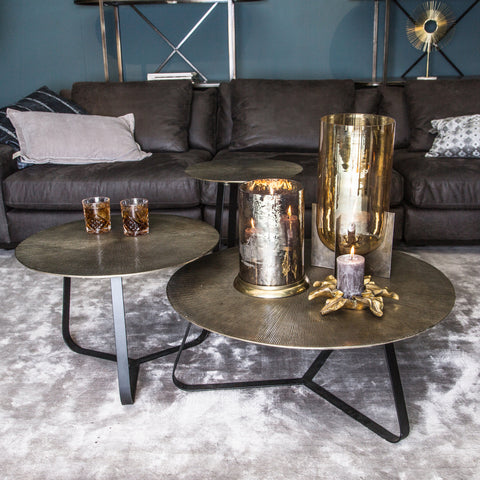 Kae Gold Aluminium Bijzettafel Rond M met Zwart IJzeren Frame