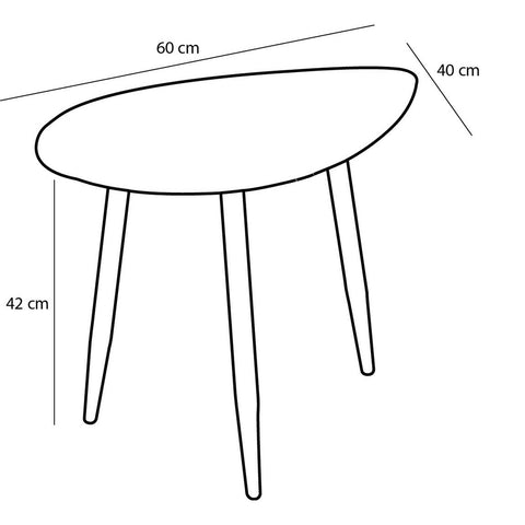 Bijzettafel - Set van 2 - L80 x B60 x H47 cm - Metaal - Zwart