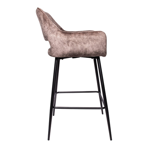 Barstoel Fallon Velvet Bruin Zithoogte 75 cm PTMD (set van 2)