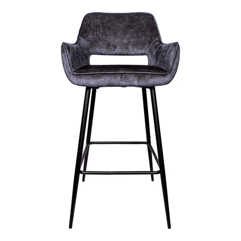 Barstoel Fallon Velvet Antraciet Zithoogte 75 cm PTMD (set van 2)