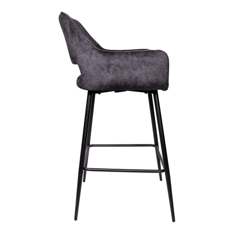 Barstoel Fallon Velvet Antraciet Zithoogte 75 cm PTMD (set van 2)