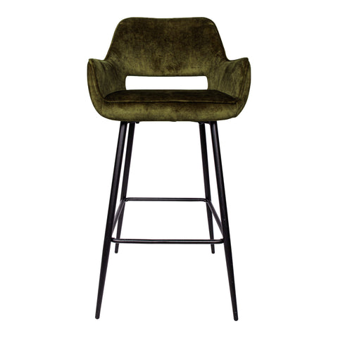 Barstoel Fallon Velvet Groen Zithoogte 75 cm PTMD (set van 2)