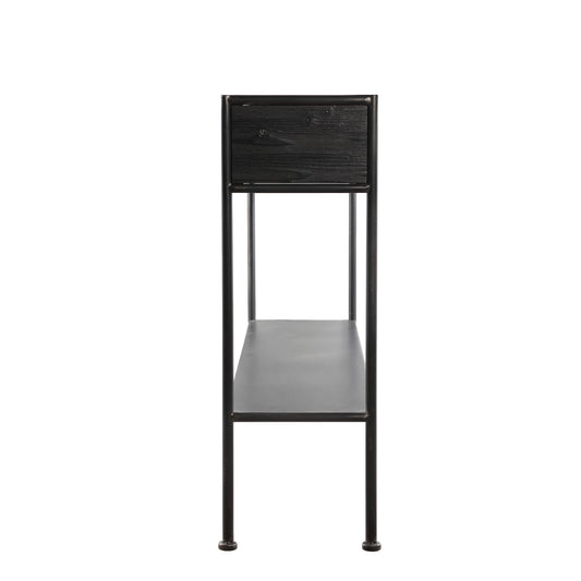 Ray Black Wooden Sidetable Metal Frame 2 Drawer