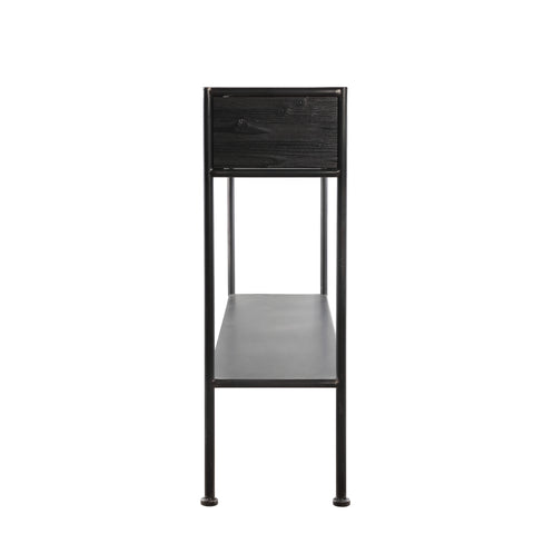 Ray Black Wooden Sidetable Metal Frame 2 Drawer