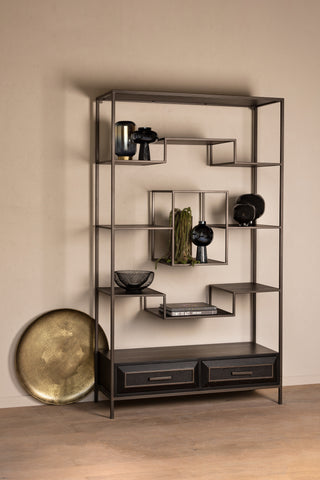 Lixly Zwart Houten IJzeren Frame Open Kast