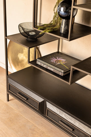 Lixly Zwart Houten IJzeren Frame Open Kast