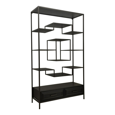 Lixly Zwart Houten IJzeren Frame Open Kast
