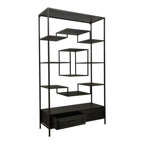 Lixly Zwart Houten IJzeren Frame Open Kast