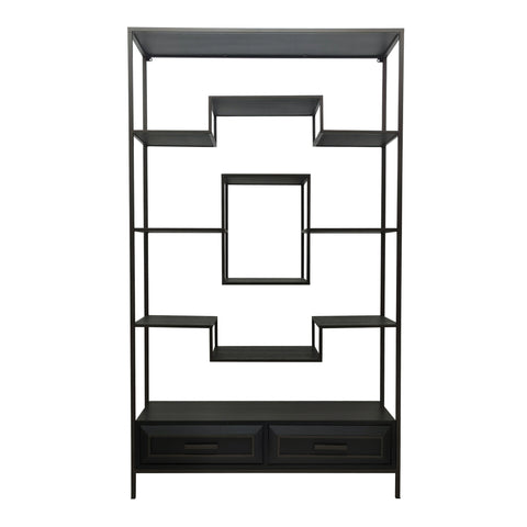 Lixly Zwart Houten IJzeren Frame Open Kast