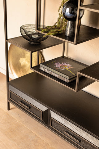 Lixly Zwart Houten IJzeren Frame Open Kast