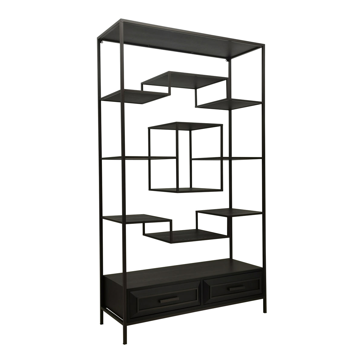 Lixly Zwart Houten IJzeren Frame Open Kast