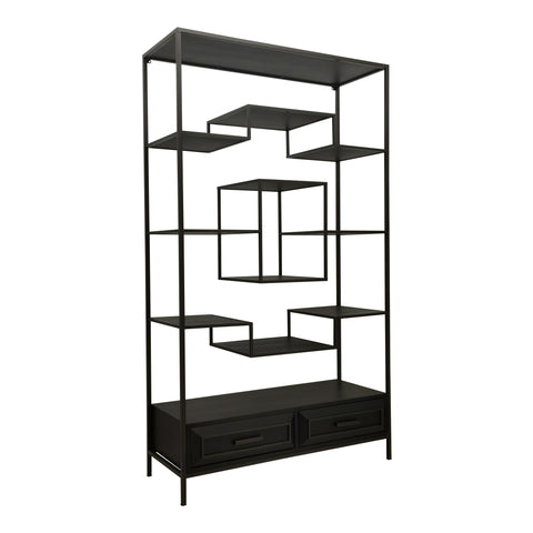 Lixly Zwart Houten IJzeren Frame Open Kast
