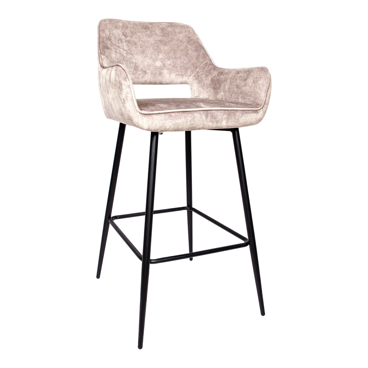 Barstoel (set van 2) Fallon Velvet Khaki Zithoogte 75 cm PTMD