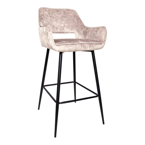 Barstoel (set van 2) Fallon Velvet Khaki Zithoogte 75 cm PTMD