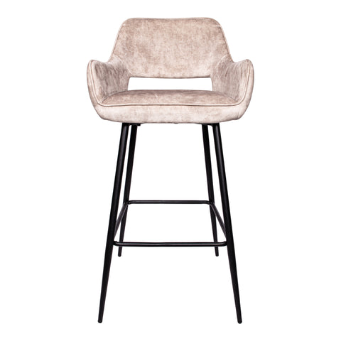 Barstoel (set van 2) Fallon Velvet Khaki Zithoogte 75 cm PTMD