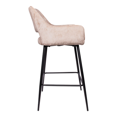 Barstoel (set van 2) Fallon Velvet Khaki Zithoogte 75 cm PTMD
