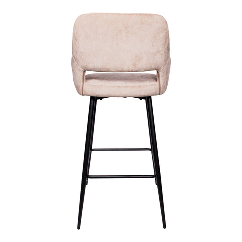 Barstoel (set van 2) Fallon Velvet Khaki Zithoogte 75 cm PTMD