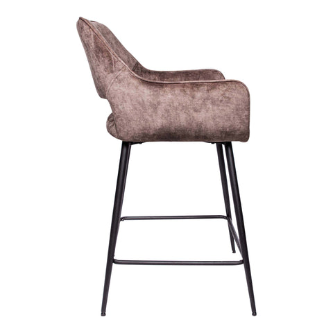 Barstoel (set van 2) Fal Low Velvet Bruin PTMD