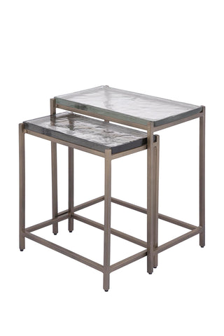 Lucinde Messing IJzeren Bijzettafel Dik Glas Rechthoekig SV2