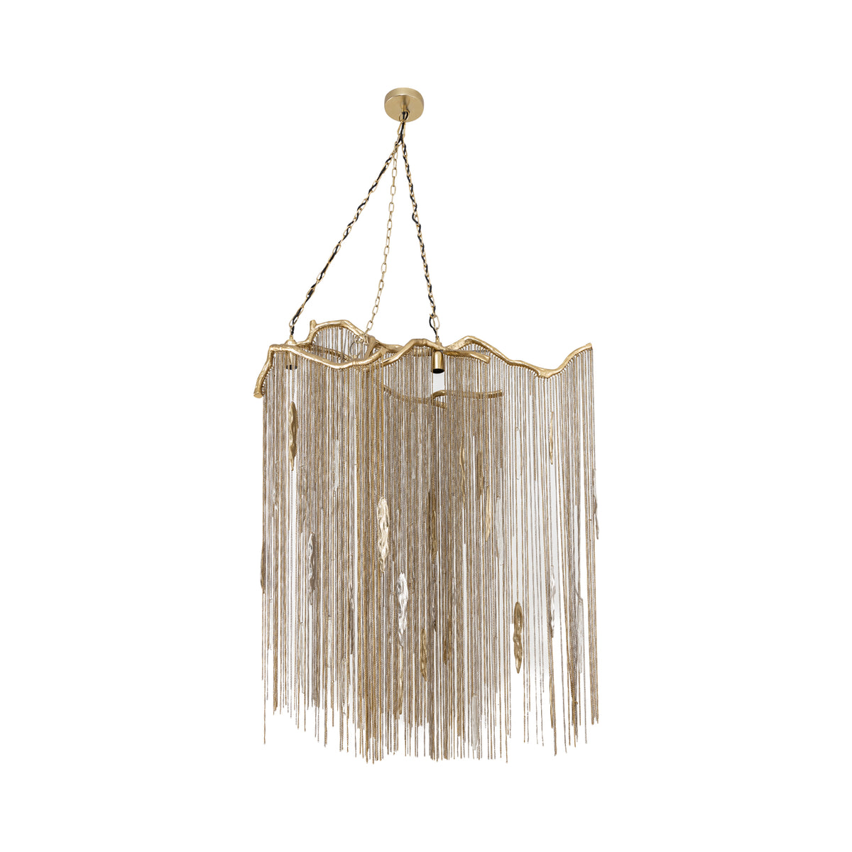 Hanglamp Wilco Messing Gegoten Aluminium Kettingen Breed PTMD