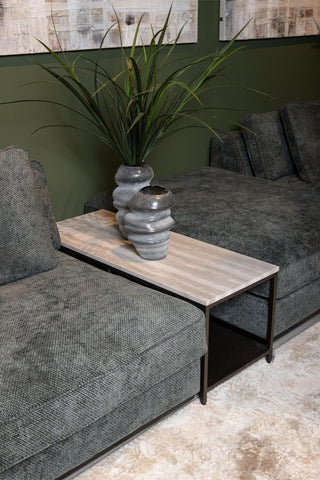Sidetable Laco Beige Marmer Taupe Metaal 100 cm PTMD
