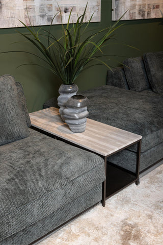 Sidetable Laco Beige Marmer Taupe Metaal 100 cm PTMD