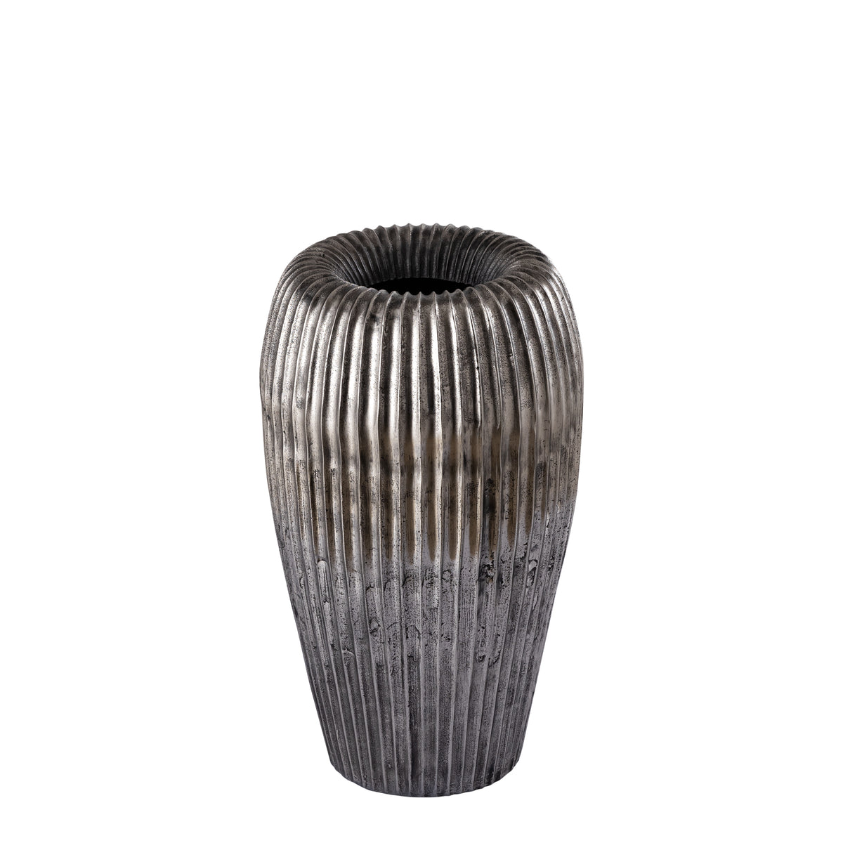 Pot Russel Silver Aluminium Geribbeld 50 cm PTMD