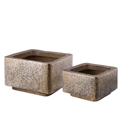 Pot Indira Goud Aluminium H73cm Set van 2 PTMD