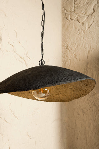 Hanglamp Majid Zwart Papier-Maché Golvend Goud Binnen PTMD