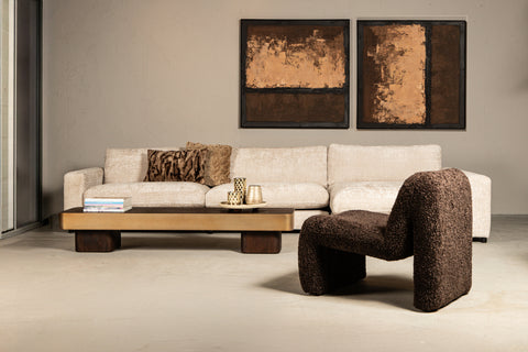Warren Coffee table 180x45x31 brown wood gold mtl